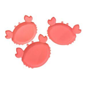 Set Of 3 Sun Squad Crab-Shaped BPA-Free Plastic Serving Platters, Coral Pink
